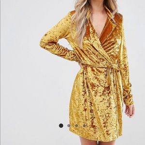 Velvet mustard dress